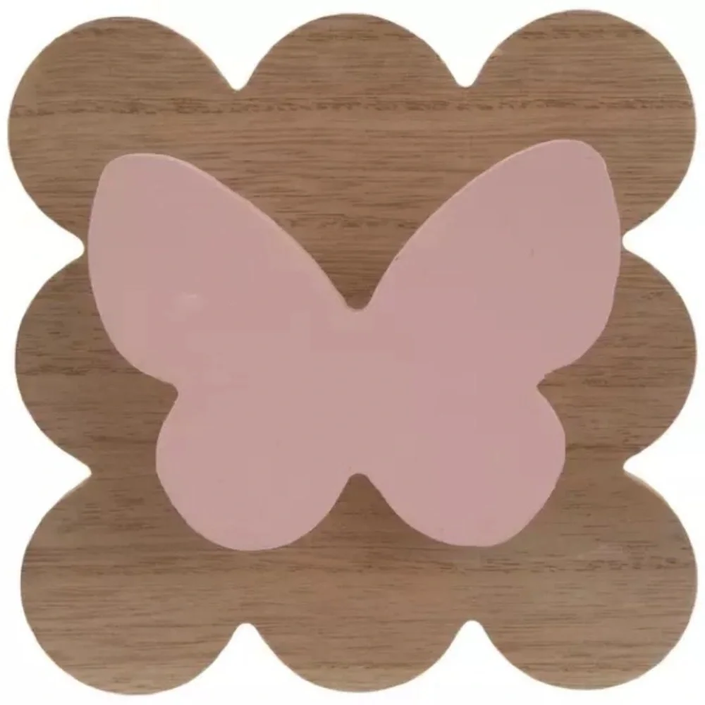 (2) Butterfly & Scalloped Wood Wall Hook